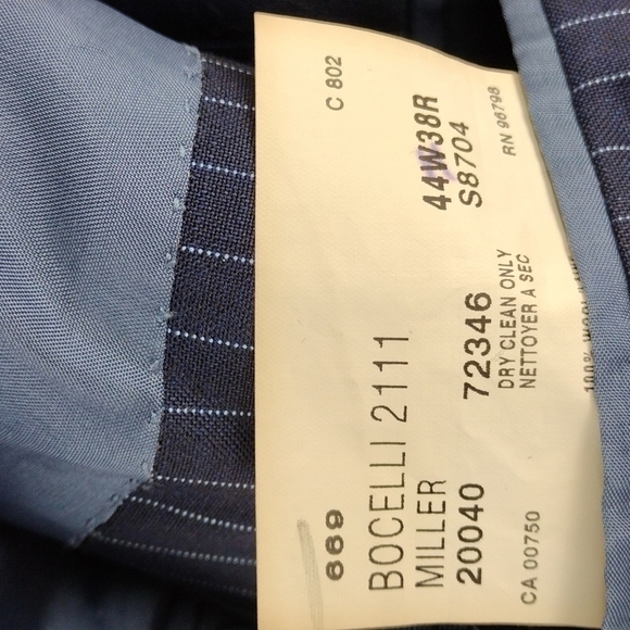 Coppley Navy Blue Pinstripe Wool One Notched Single-Breasted Classic Suit Jacket - Picture 11 of 14